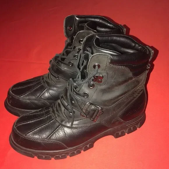 POLO SPORT RALPH LAUREN LEATHER UPPER BOOTS SHOES SIZE 9D Polo Ralph Lauren Oslo Low Buckle Size 9 D Mens Brown  main image 4